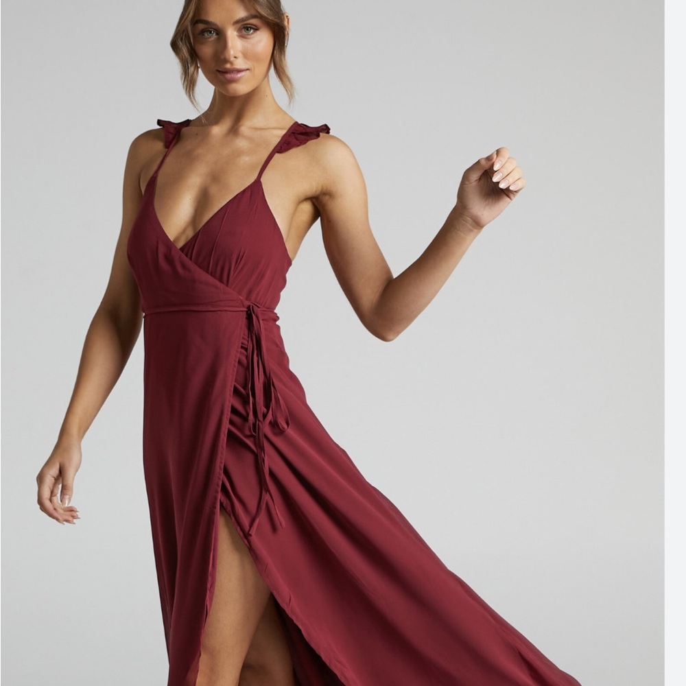 Maibelle Frill Shoulder Wrap Maxi Dress NEVER WORN